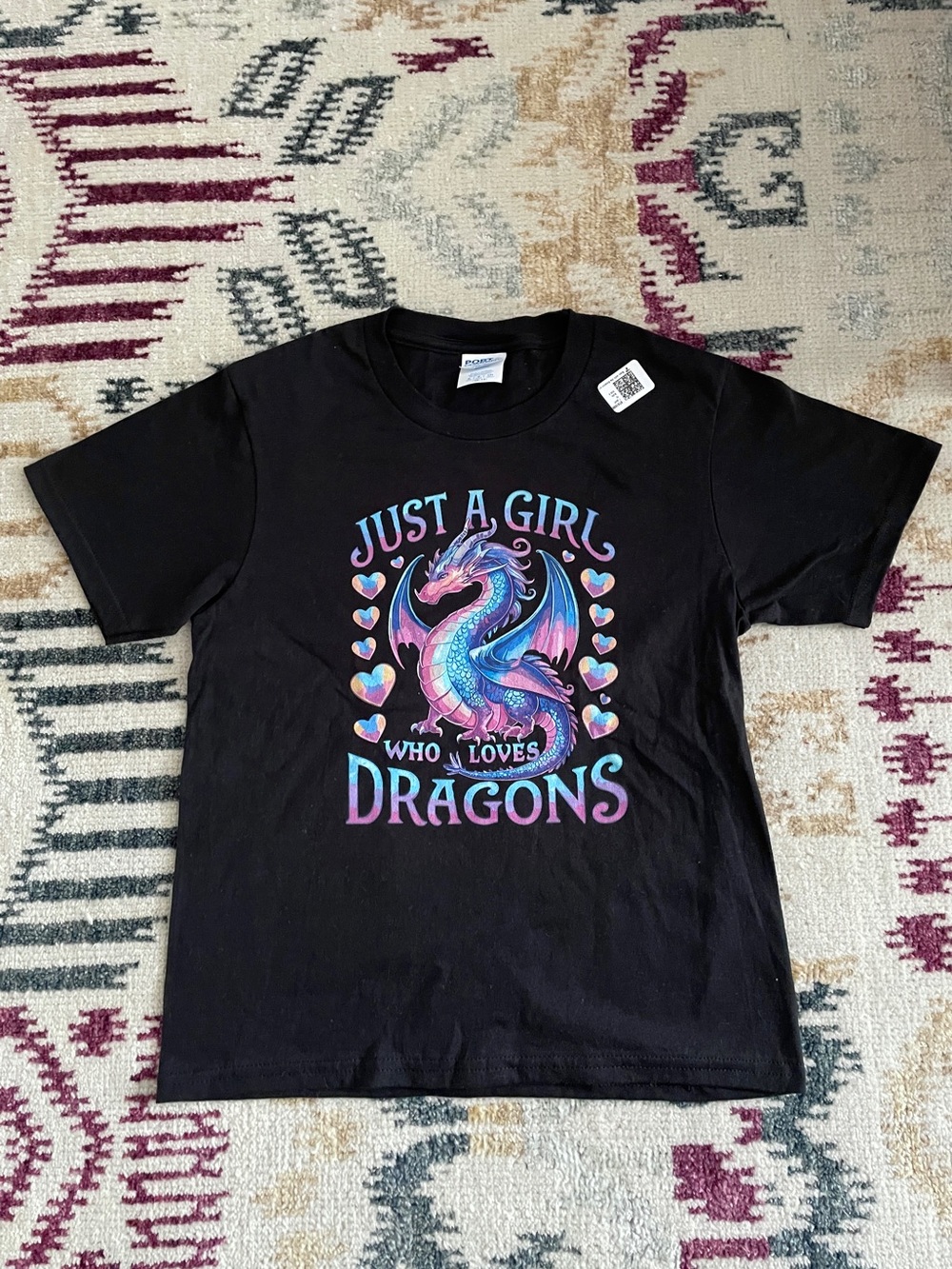 Just A Girl Who Loves Dragons Graphic Tee - Black